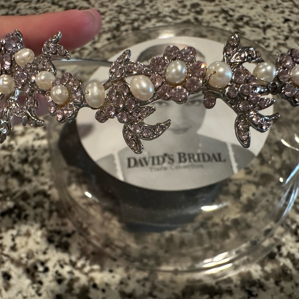 David's Bridal Silver and Pearl Tiara